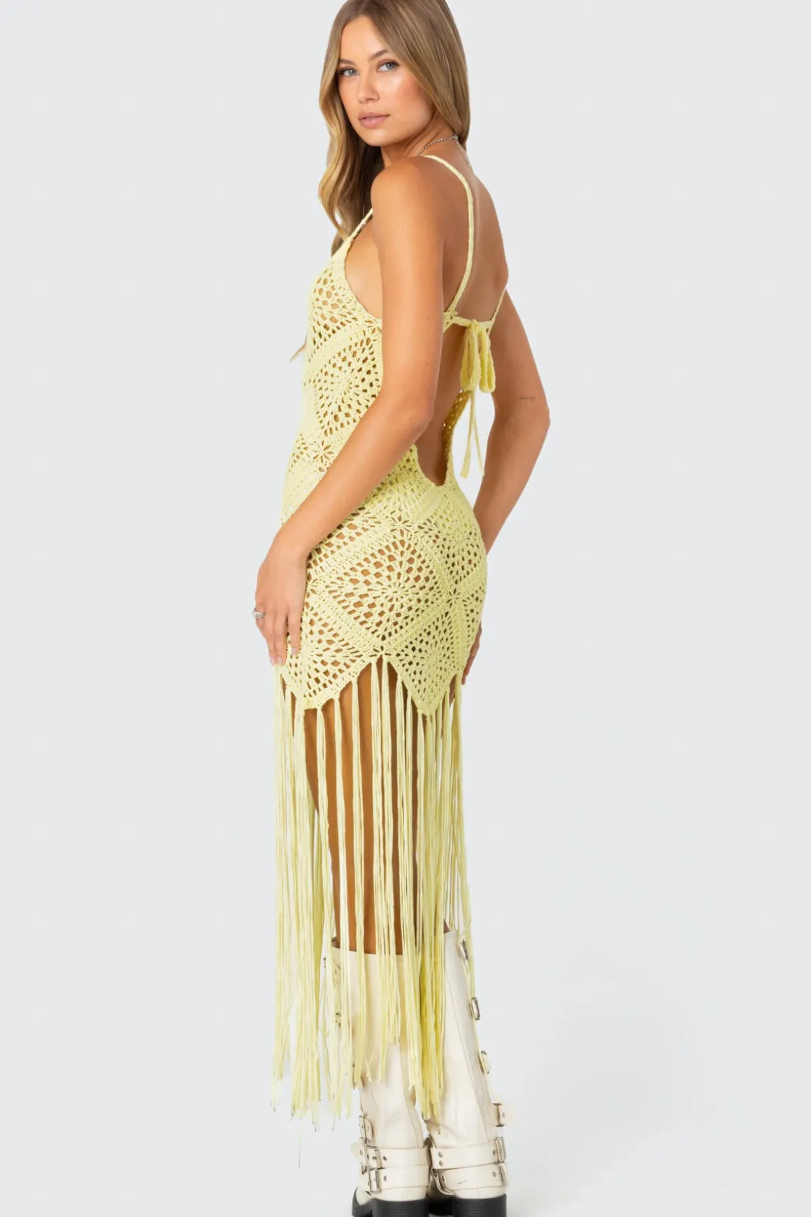 Fringey Crochet Maxi Dress