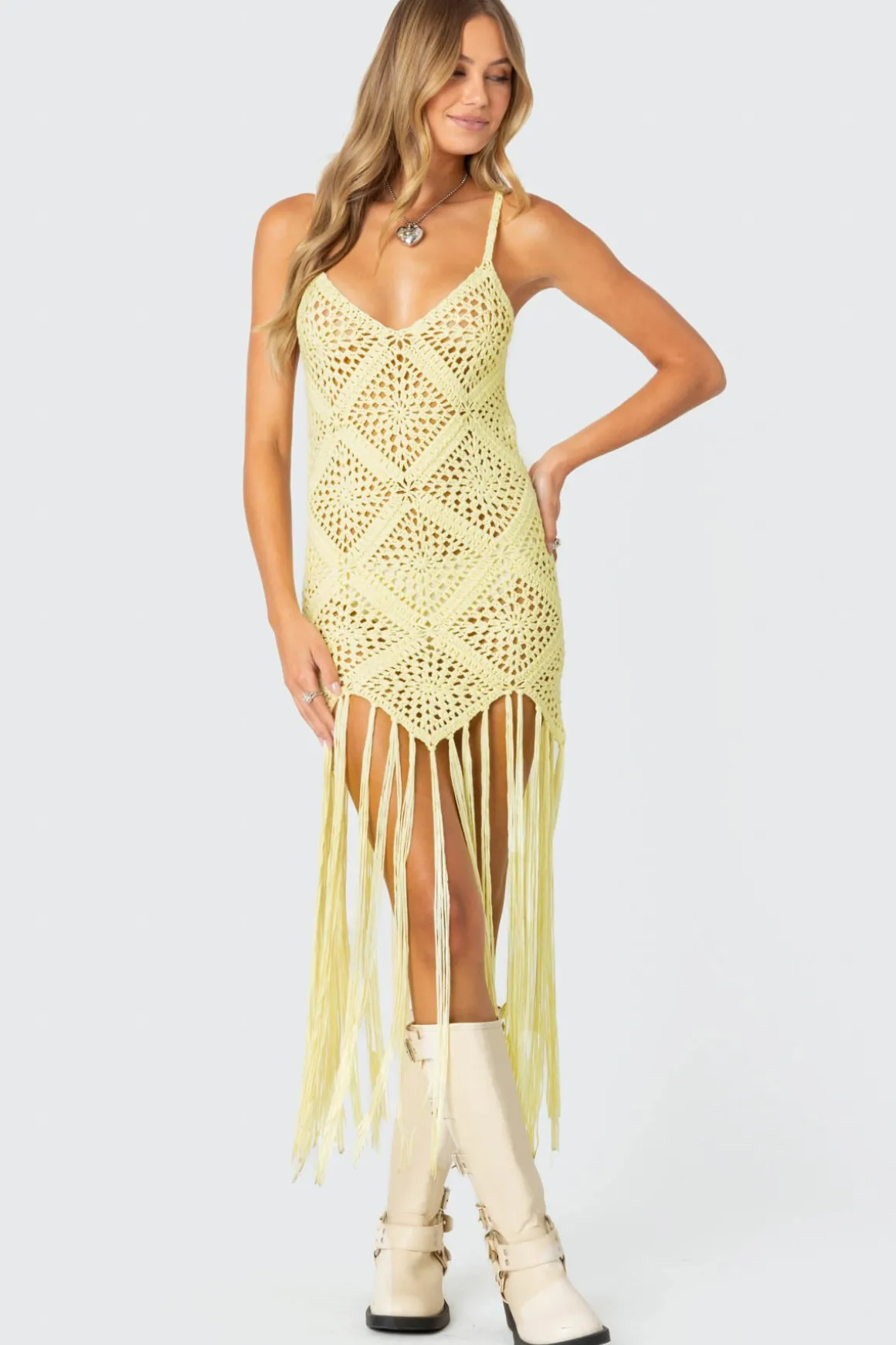 Fringey Crochet Maxi Dress
