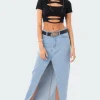 Front Slit Maxi Denim Skirt