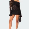 Gabby Fold Over Open Knit Mini Dress