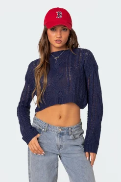 Gabrielle Cropped Cable Knit Sweater