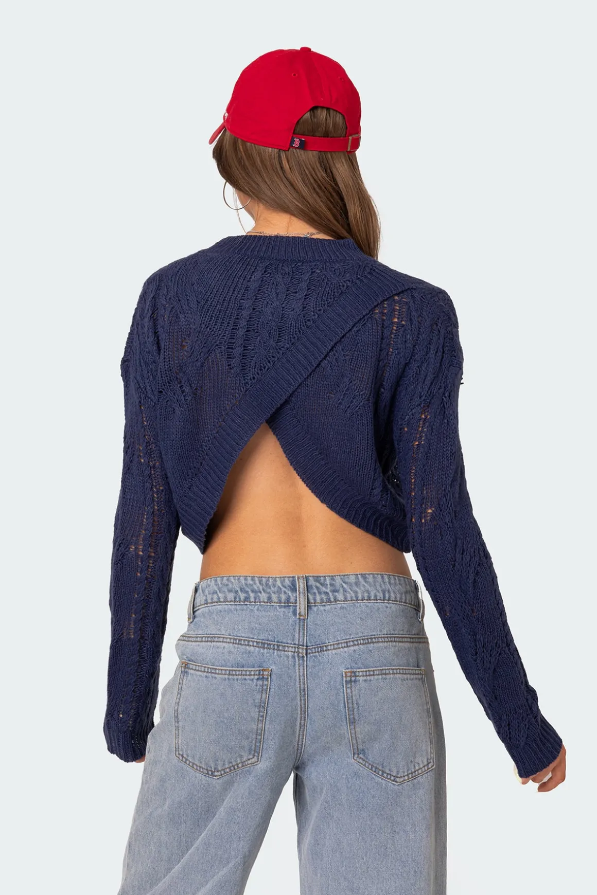 Gabrielle Cropped Cable Knit Sweater