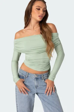 Gathered Fold Over Drawstring Top
