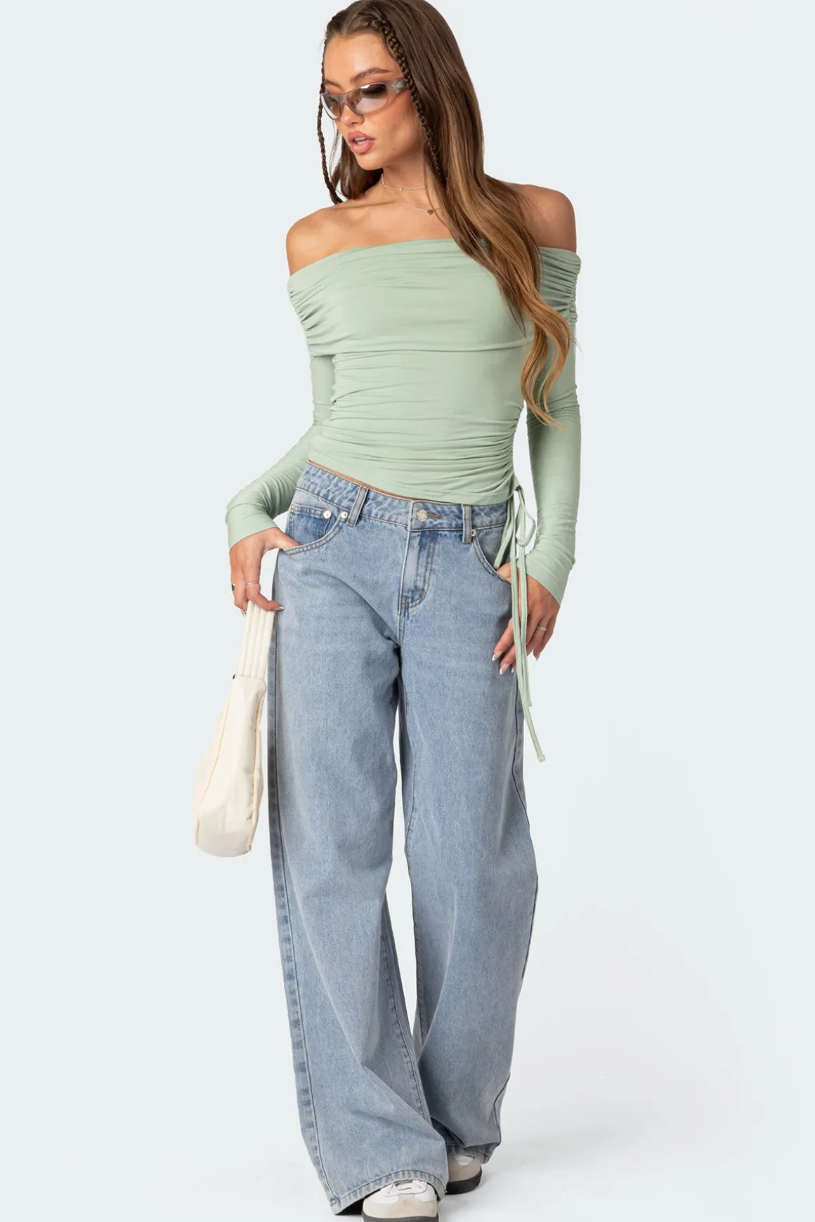 Gathered Fold Over Drawstring Top