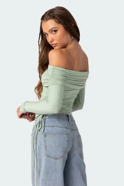 Gathered Fold Over Drawstring Top