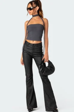 Gathered Two Piece Mesh Scarf Top