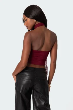 Gathered Two Piece Mesh Scarf Top