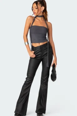 Gathered Two Piece Mesh Scarf Top