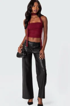 Gathered Two Piece Mesh Scarf Top