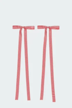 Gingham Bow Hair Clip Set