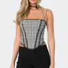 Gingham Lace Trim Corset