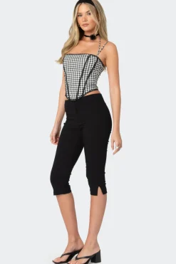 Gingham Lace Trim Corset