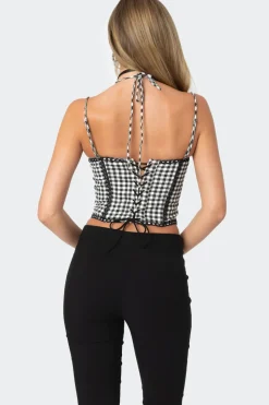 Gingham Lace Trim Corset
