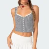 Gingham Lace Up Bustier Corset