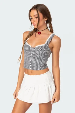 Gingham Lace Up Bustier Corset