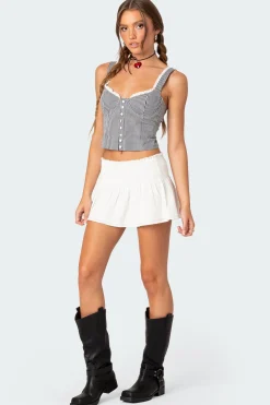Gingham Lace Up Bustier Corset