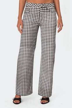 Gingham Printed Low Rise Jeans