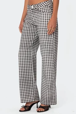 Gingham Printed Low Rise Jeans
