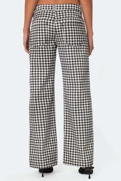 Gingham Printed Low Rise Jeans