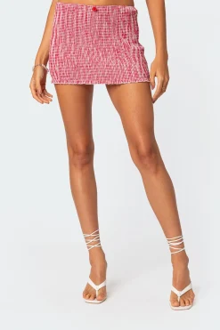 Gingham Scrunch Mini Skirt