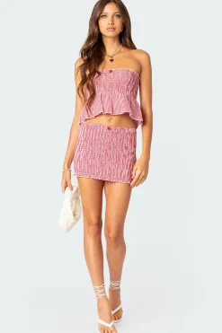 Gingham Scrunch Tube Top