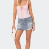 Ginnie Low Rise Distressed Denim Mini Skirt
