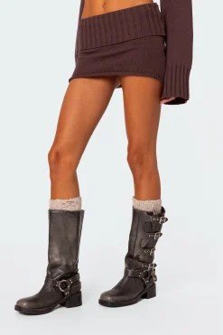Gino Fold Over Knit Mini Skirt