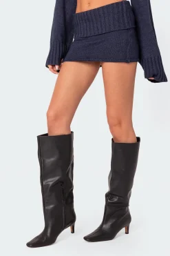 Gino Fold Over Knit Mini Skirt