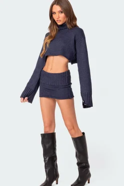 Gino Fold Over Knit Mini Skirt