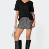 Glitz Rhinestone Denim Mini Skirt