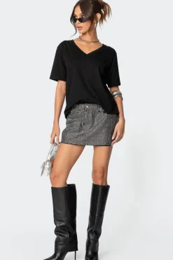 Glitz Rhinestone Denim Mini Skirt