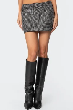 Glitz Rhinestone Denim Mini Skirt