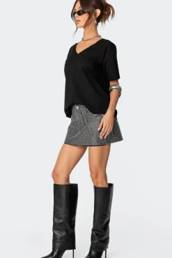 Glitz Rhinestone Denim Mini Skirt