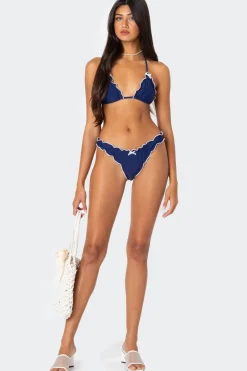 Golden Ruffle Edge Bikini Bottom