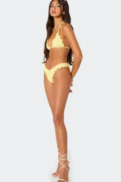 Golden Ruffle Edge Bikini Bottom