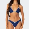 Golden Ruffle Edge Triangle Bikini Top