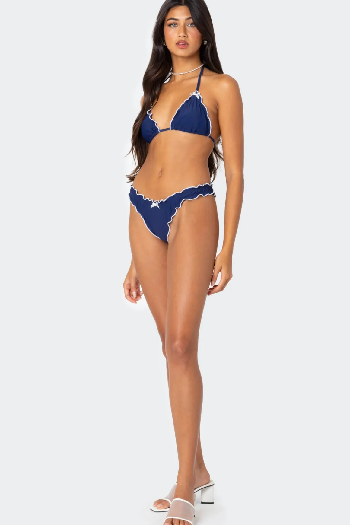 Golden Ruffle Edge Triangle Bikini Top