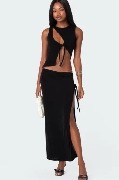 Goldie Slitted Drawstring Maxi Skirt