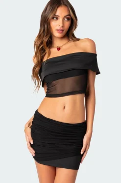 Hadley Fold Over Mesh Tube Top