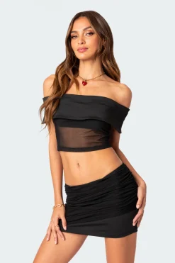 Hadley Fold Over Mesh Tube Top