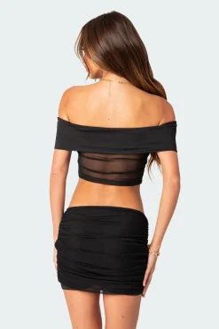 Hadley Fold Over Mesh Tube Top