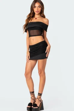 Hadley Gathered Mesh Mini Skirt