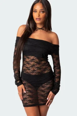 Halle Sheer Lace Mini Dress