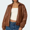 Halley Faux Leather Bomber Jacket