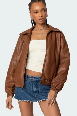 Halley Faux Leather Bomber Jacket