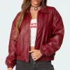 Halley Faux Leather Bomber Jacket