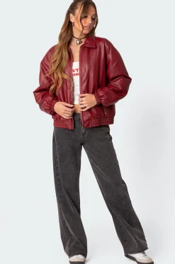 Halley Faux Leather Bomber Jacket