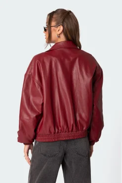 Halley Faux Leather Bomber Jacket