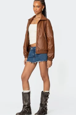 Halley Faux Leather Bomber Jacket