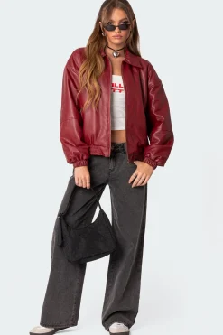 Halley Faux Leather Bomber Jacket